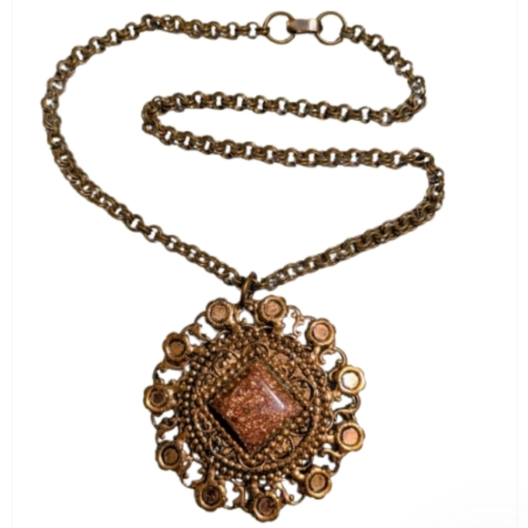 Vintage Mid Century Copper Pendant Necklace - Picture 2 of 3